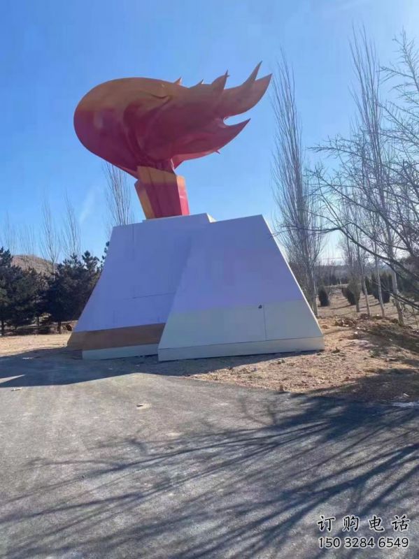 戶外火把雕塑訂做，多彩藝術(shù)，不銹鋼火把雕塑制造