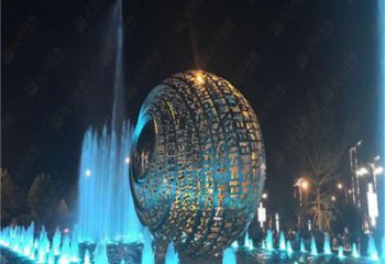 水景圓環(huán)雕塑，燈光配置，燈光圓環(huán)雕塑制作廠家