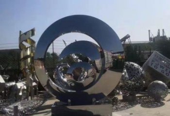 步行街圓環(huán)雕塑，鍛造景觀雕塑，鏤空方式