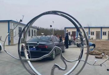 圓環(huán)雕塑，鏤空景觀雕塑，抽象效果