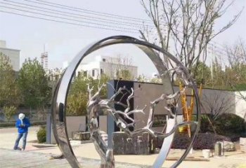 景墻圓環(huán)雕塑專供，美陳雕塑，社區(qū)烤漆圓環(huán)雕塑預(yù)定