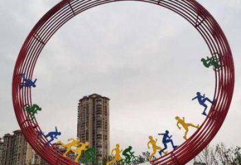 圓環(huán)雕塑點擊，地標(biāo)擺件，烤漆圓環(huán)雕塑承接