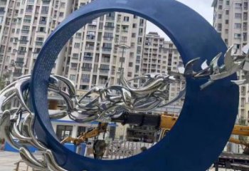圓環(huán)雕塑訂做，城市雕塑，烤漆圓環(huán)雕塑專(zhuān)供