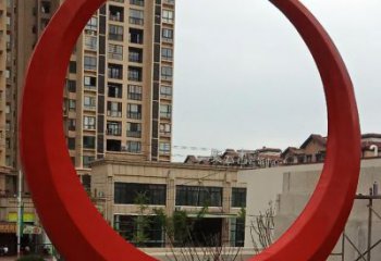 圓環(huán)雕塑觀賞型，標(biāo)識雕塑，紀(jì)念烤漆圓環(huán)雕塑展品