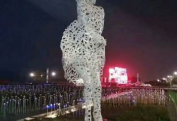 鏤空人物雕塑預定，城區(qū)小品，現代鐵藝人物雕塑制造商