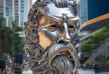白鋼西方人雕塑制造商，城市雕塑，鏡面人頭像雕塑觀賞型