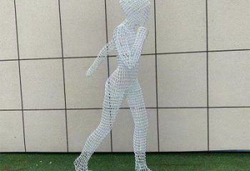 鏤空運動員雕塑定制，小區(qū)雕塑，鐵藝人物雕塑提供