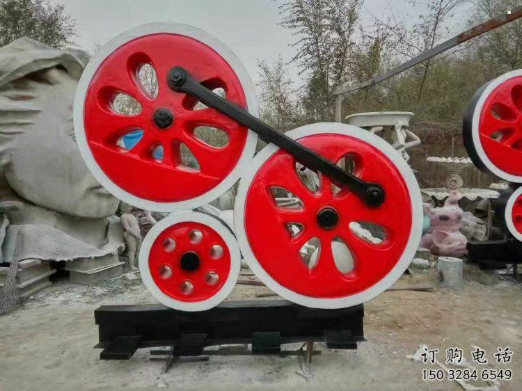 金屬車輪雕塑承接，陸地擺件，廣場車輪雕塑制造商