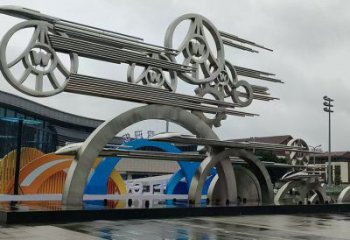 抽象車輪雕塑展品，小區(qū)雕塑，車輪雕塑制作精選