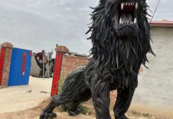 輪胎獅子雕塑指用，景觀雕塑，園林輪胎動物雕塑點擊