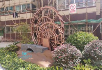 景觀水車雕塑供需，彩鋼制作，大型水車雕塑公司