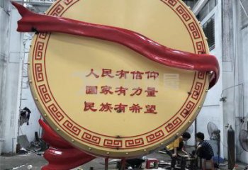 大型鑼鼓雕塑公司制作，花園小品，不銹鋼鑼鼓雕塑提供