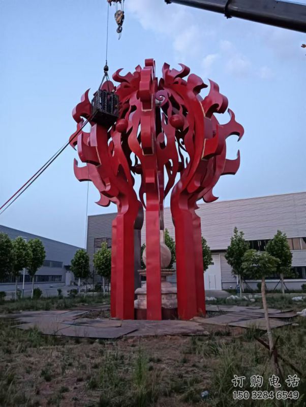 六安火球雕塑，精神堡壘火球雕塑落地展示