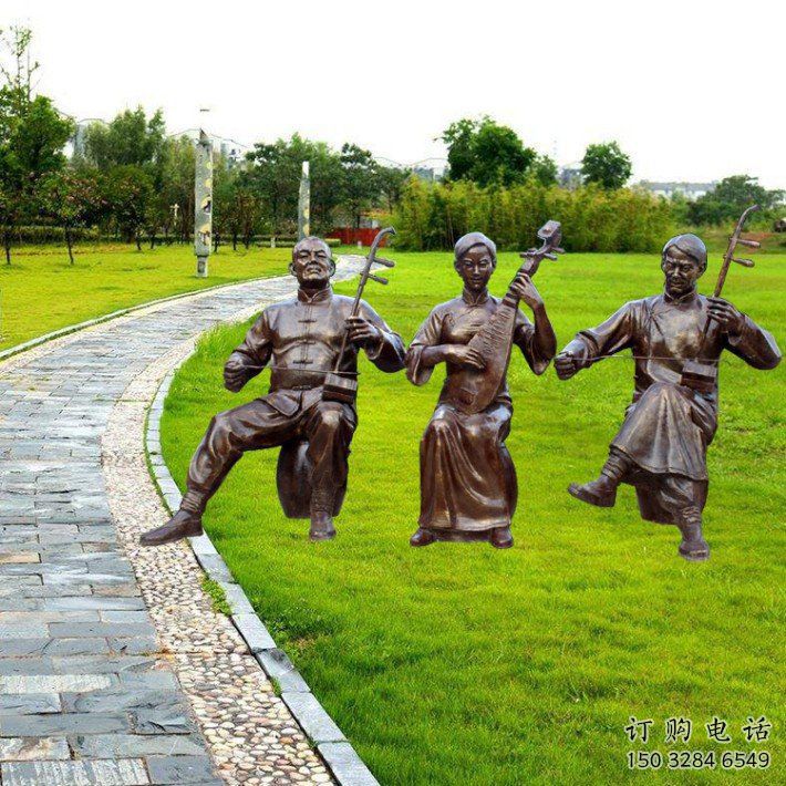 江門拉二胡雕塑點(diǎn)擊，景觀雕塑，別墅民俗人物雕塑供求