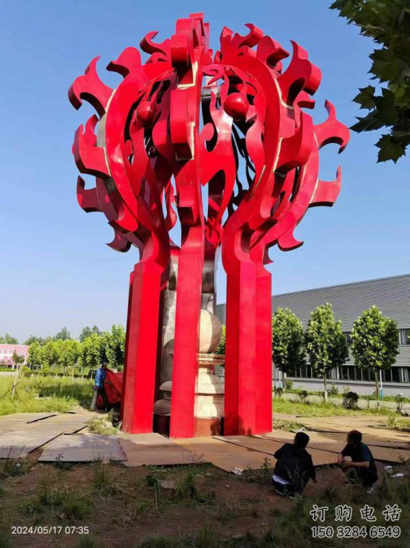 桂林火球雕塑，精神堡壘火球雕塑落地展示