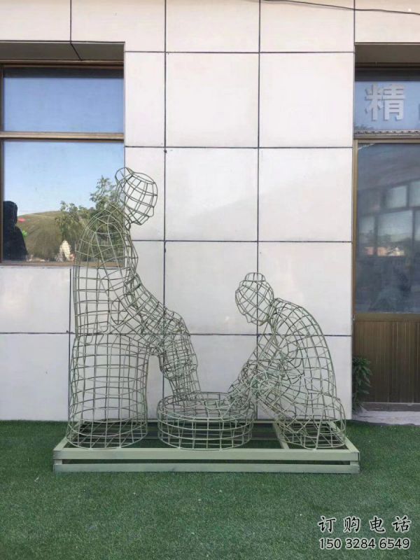 貴陽鏤空孝道雕塑通用，街景小品，鐵藝洗腳雕塑制造