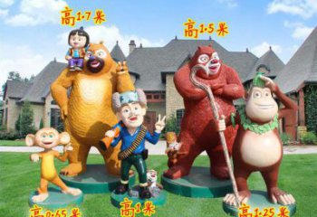 長安廣場維尼熊雕塑，卡通水景雕塑，抽象效果
