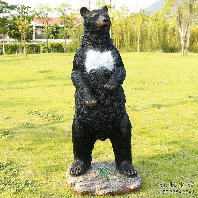七臺河街道黑熊雕塑，仿真動物雕塑，古銅效果