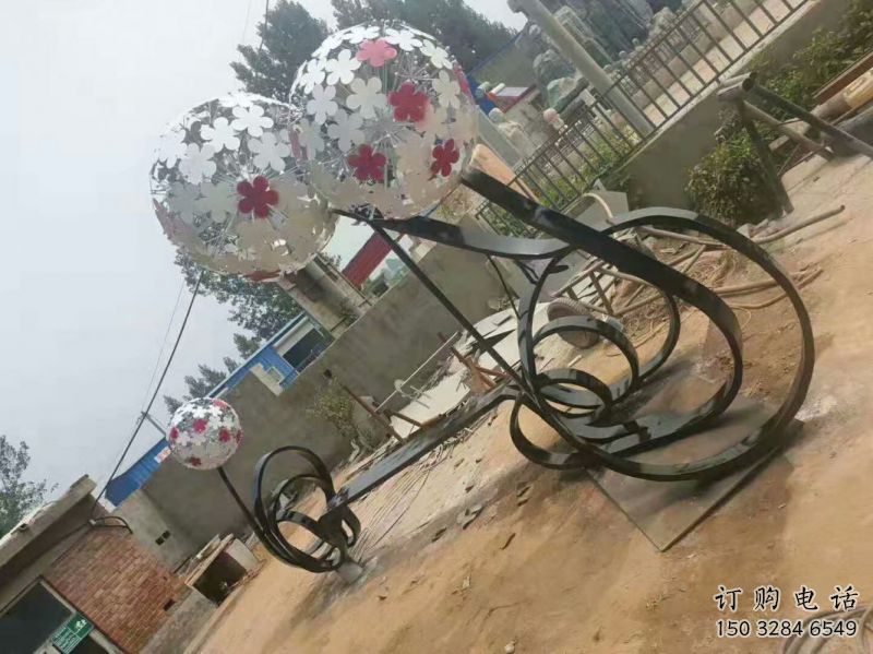 常德大型蒲公英坐凳雕塑，現(xiàn)代元素設(shè)計(jì)，不銹鋼坐凳雕塑
