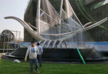 咸寧帆船噴泉雕塑，水景水秀組合，旱地帆船噴泉雕塑廠家