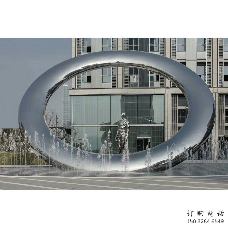 九臺(tái)小區(qū)圓環(huán)雕塑，水簾噴泉雕塑，水景藝術(shù)效果