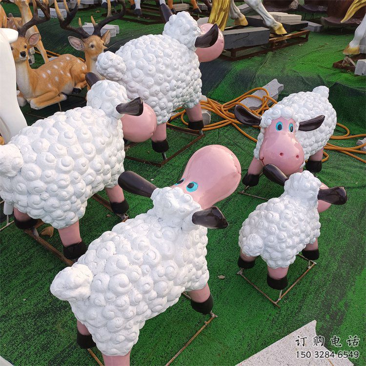 鎮(zhèn)江小區(qū)小羊雕塑，彩繪動物雕塑，抽象效果