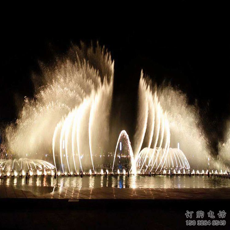 白下水景程控噴泉雕塑，高噴循環(huán)噴水方式設計制作