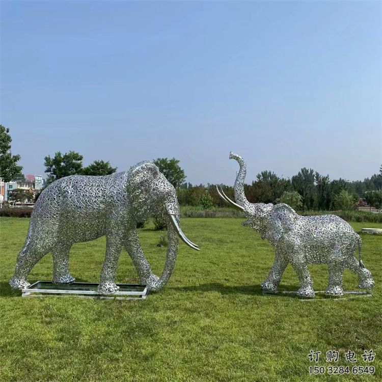 灣里鏤空大象雕塑制造商，動物擺件，透雕大象雕塑定制