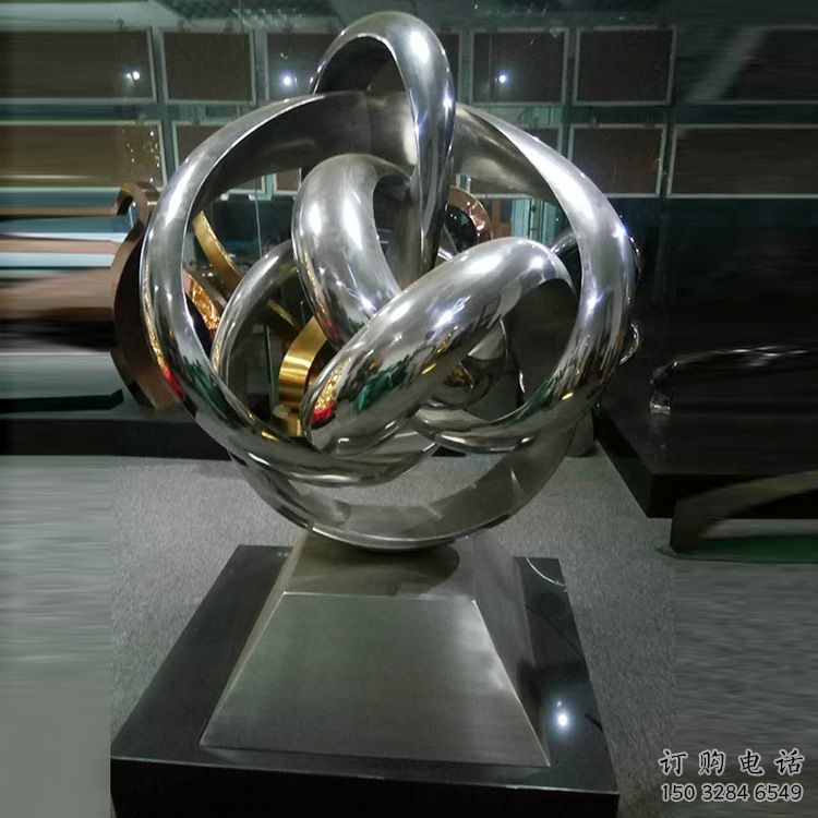 原州地產(chǎn)雙環(huán)雕塑定做，城區(qū)小品，景觀不銹鋼雙環(huán)雕塑定價