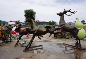 南通戶外小鹿批發(fā)，動物雕塑，梅花鹿銅雕塑供求