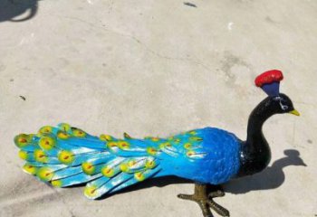 海西彩繪孔雀雕塑制作選用，景區(qū)案例，動物美陳雕塑