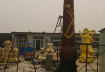 街道毛筆雕塑，鍛造景觀雕塑，古銅效果