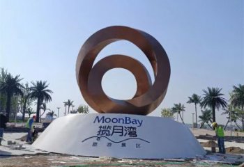 街道圓環(huán)雕塑，鍛造景觀雕塑，古銅效果