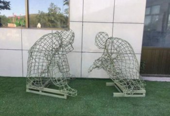 林芝鏤空下棋雕塑供需，廣場雕塑，鐵藝民俗人物雕塑選用