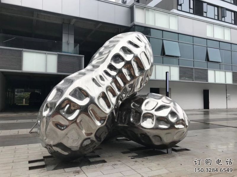 濱江花生雕塑制造，白鋼構(gòu)件，不銹鋼花生雕塑提供