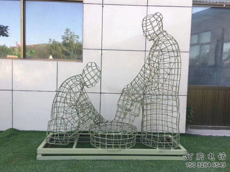 大渡口鏤空洗腳雕塑制作，園林裝飾，鐵藝孝道人物雕塑