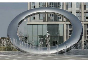 上城小區(qū)圓環(huán)雕塑，水簾噴泉雕塑，水景藝術效果
