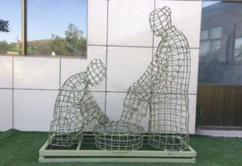 大渡口鏤空洗腳雕塑制作，園林裝飾，鐵藝孝道人物雕塑